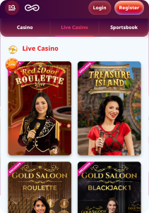 Infinity casino mobile screen live casino