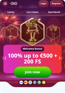 Infinity casino mobile screen welcome bonus