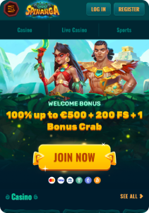 Spinanga casino mobile screen welcome bonus