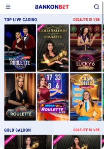 Bankonbet casino mobile screen live casino