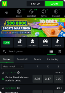 Velobet casino mobile screen sports games