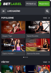 Betlabel casino mobile screen live games