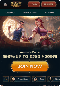 MonsterWin casino mobile screen main page