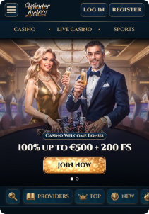 Wonderluck casino mobile screen main page